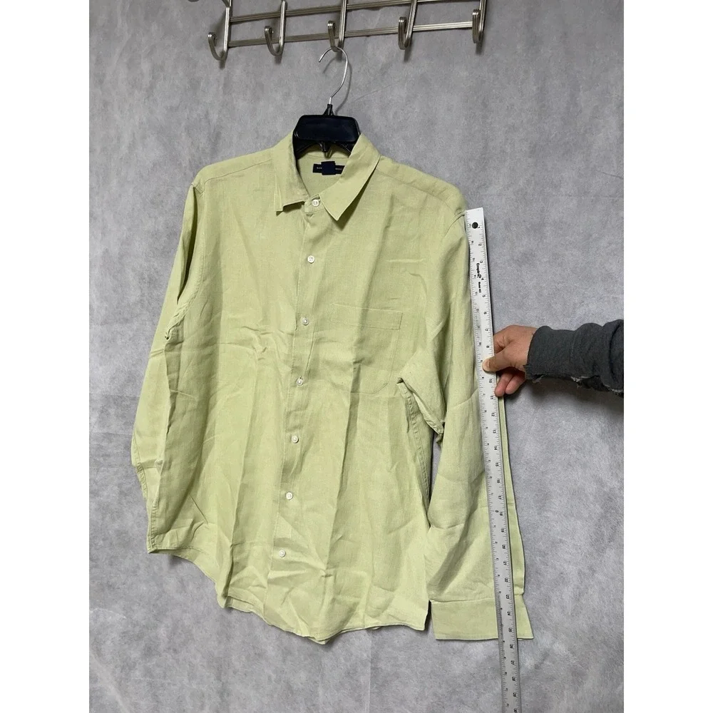 Banana Republic Shirt Men L Mint Linen Button Up Vacation Casual Academia Preppy